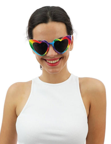 Lunettes cœurs arc en ciel adulte