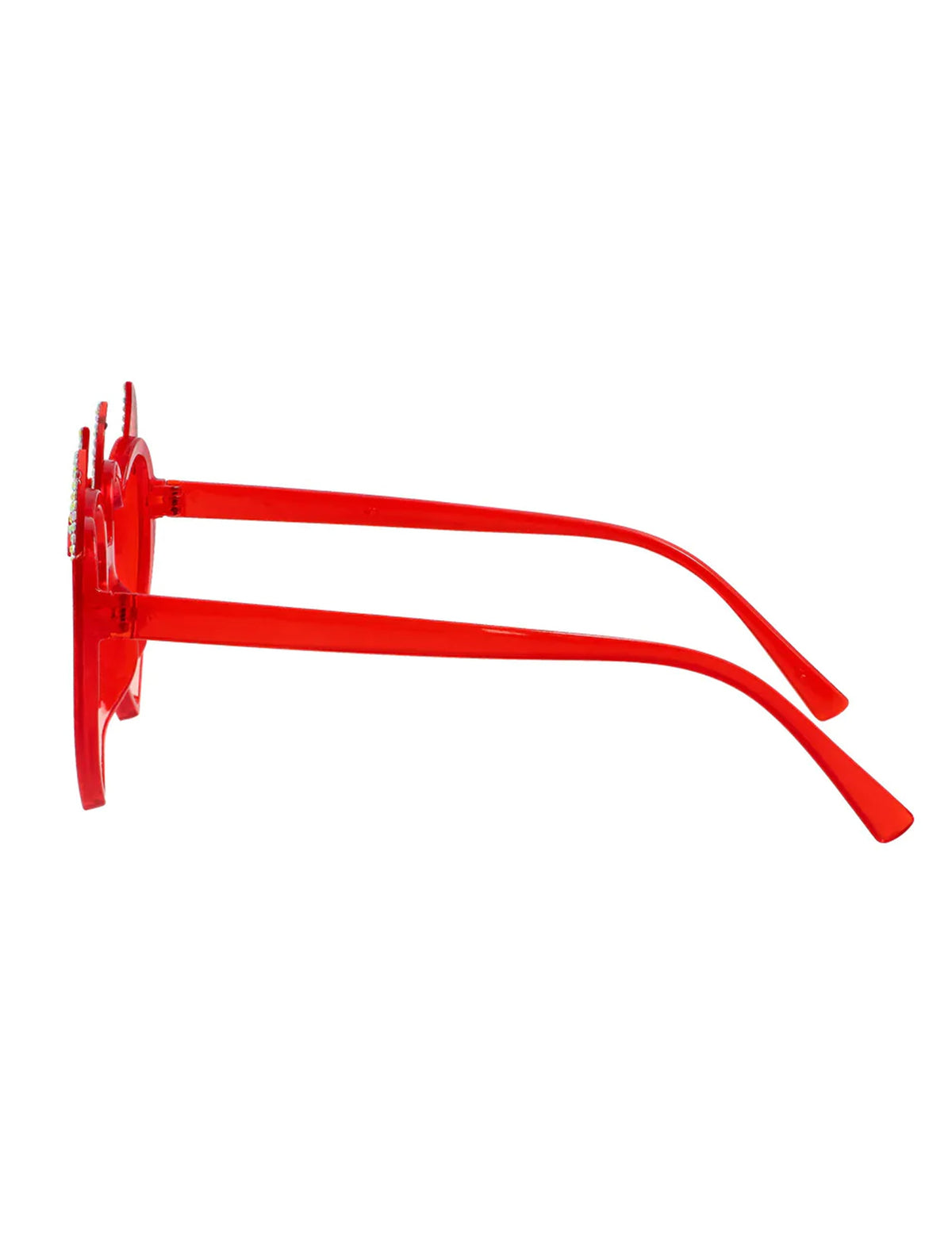 Vue de profil des lunettes cœurs rouges diaboliques