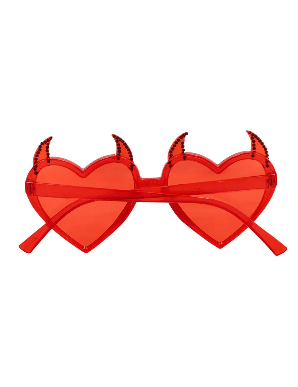 Vue de dos des lunettes cœurs rouges diaboliques