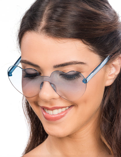 Brýle pro dospělé s modrými kouřovými skly ve tvaru srdce