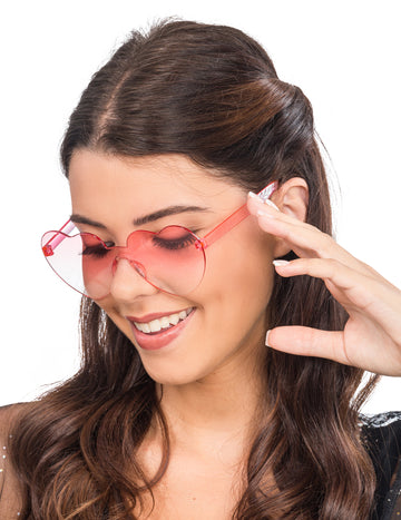 Růžové uzené brýle pro dospělé se srdíčky