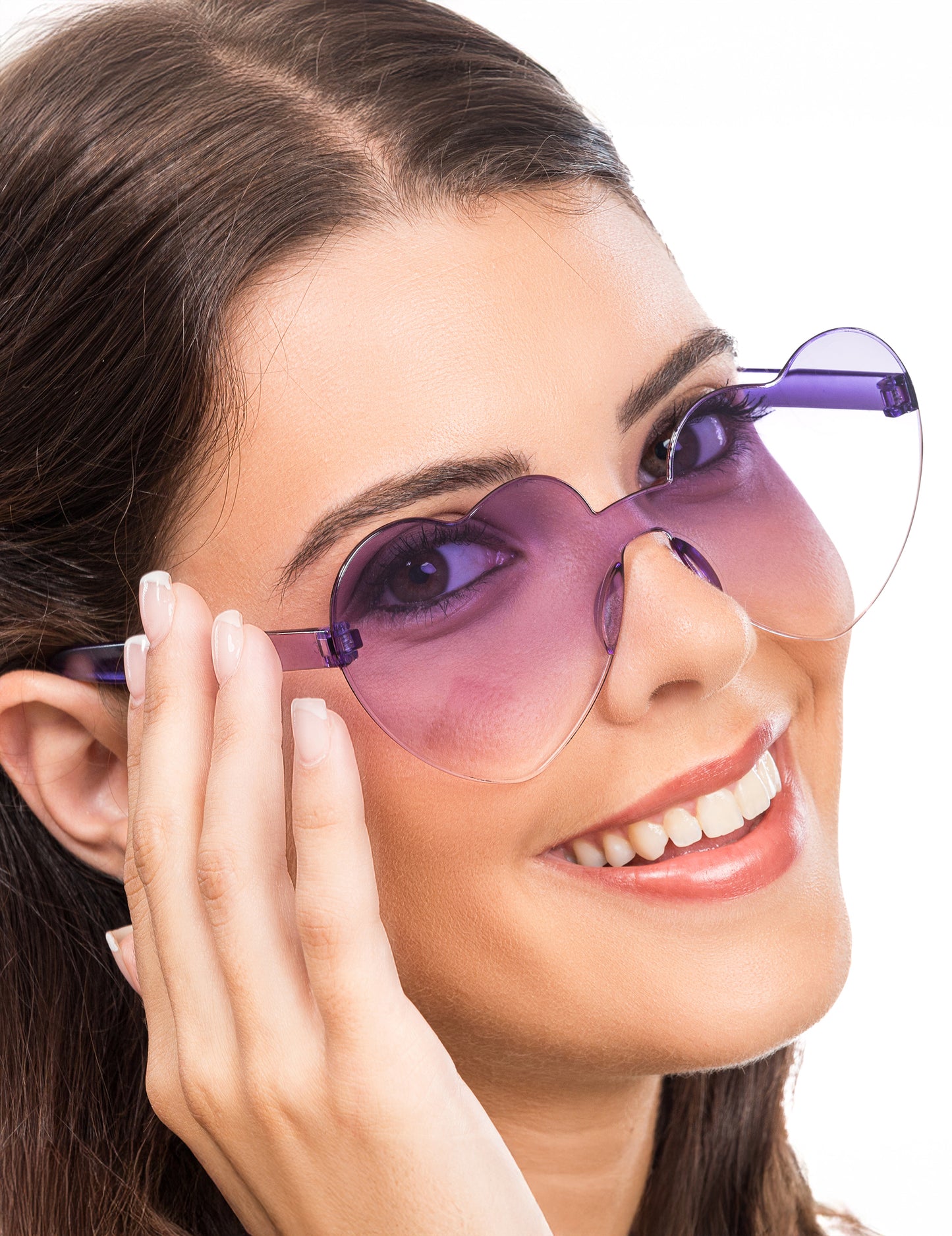 Brýle pro dospělé s fialovými kouřovými skly ve tvaru srdce