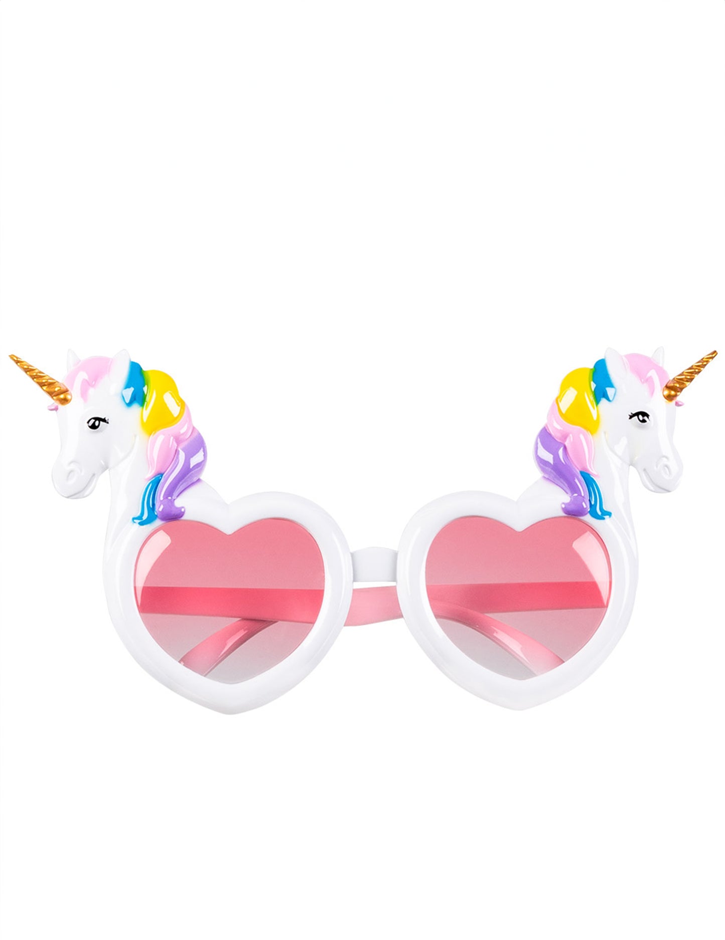 Bílé brýle ve tvaru srdce s jednorožci pro dospělé