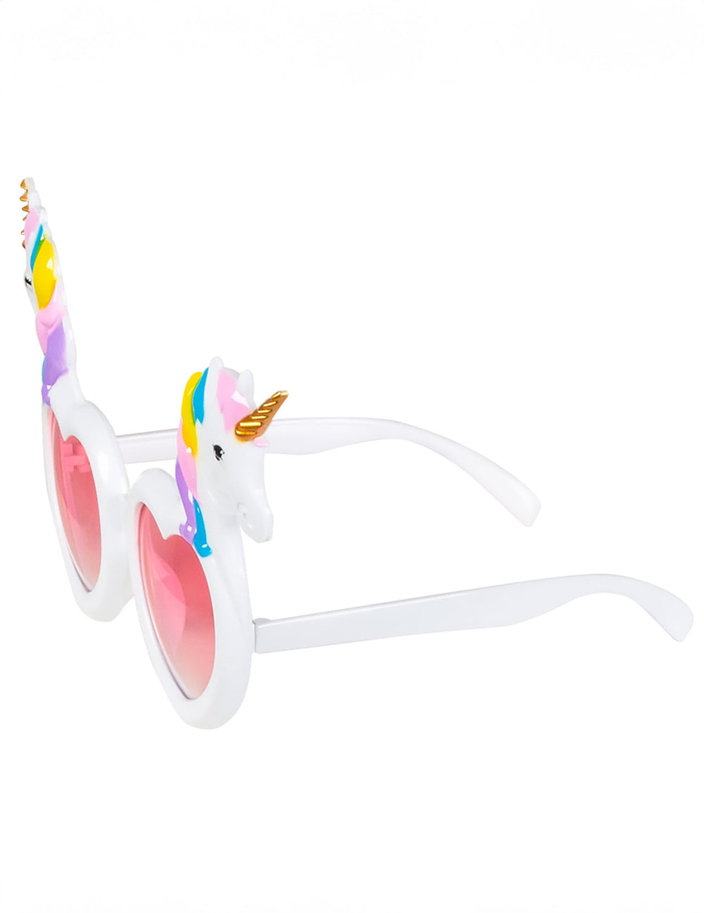Vue de profil des lunettes coeurs avec licornes