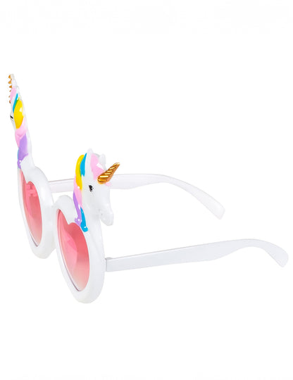 Bílé brýle ve tvaru srdce s jednorožci pro dospělé