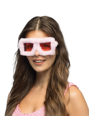 Rosa Partybrille aus Plüsch für Erwachsene