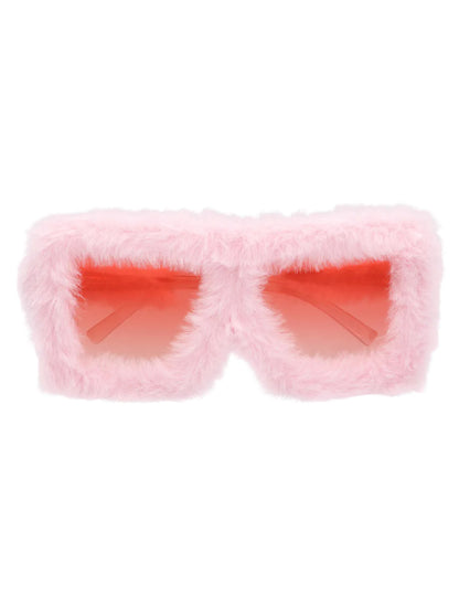 Lunettes de fête en peluche rose adulte