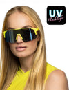 Lunettes de fête jaune fluo pour adulte réactives aux UV Blacklight