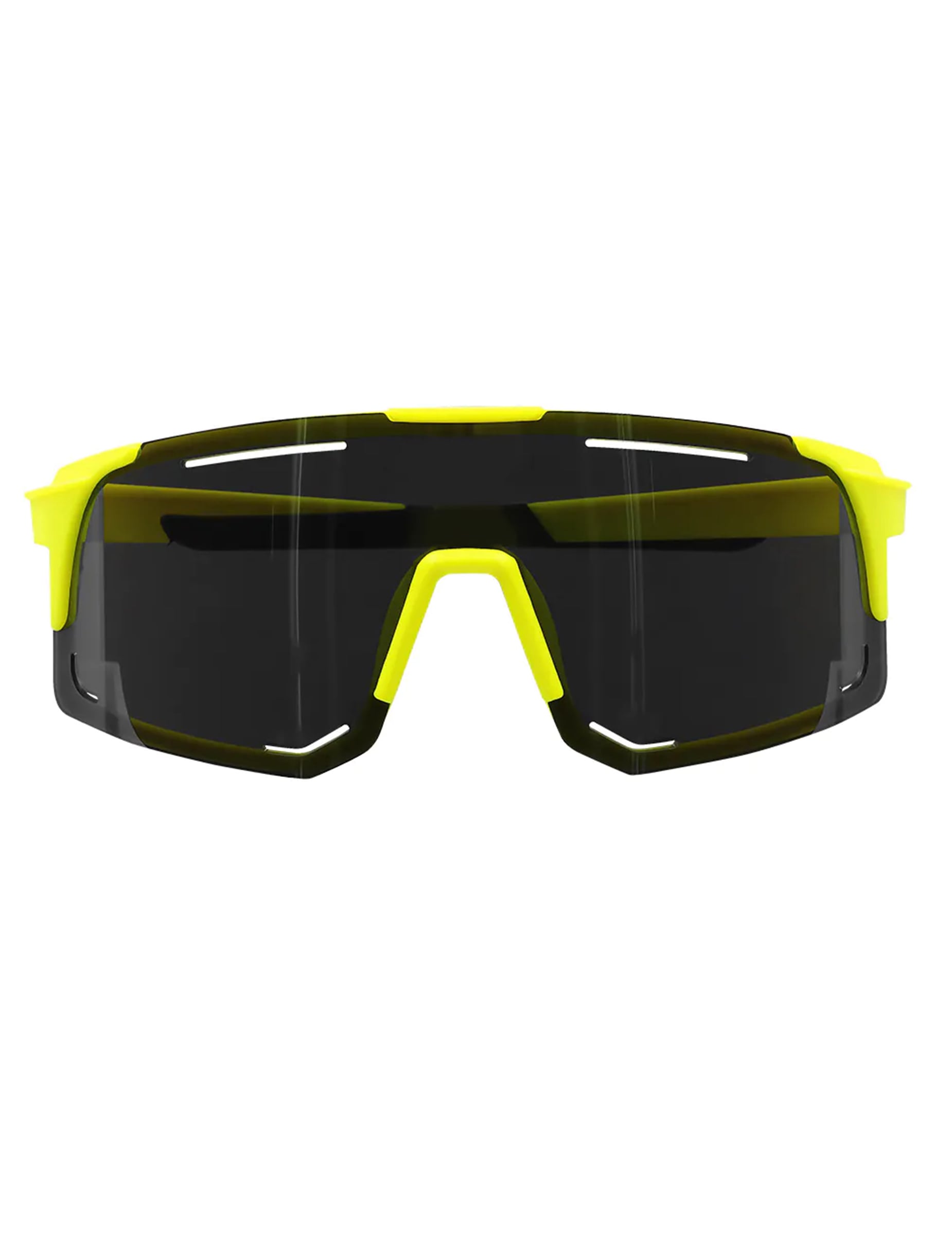 Vue de face des lunettes de fête jaune fluo pour adulte réactives aux UV Blacklight