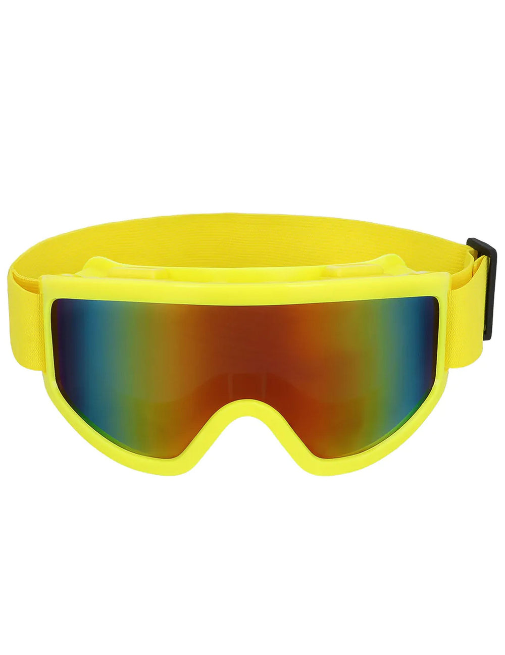 Vue de face des lunettes de ski pour adulte jaune fluo