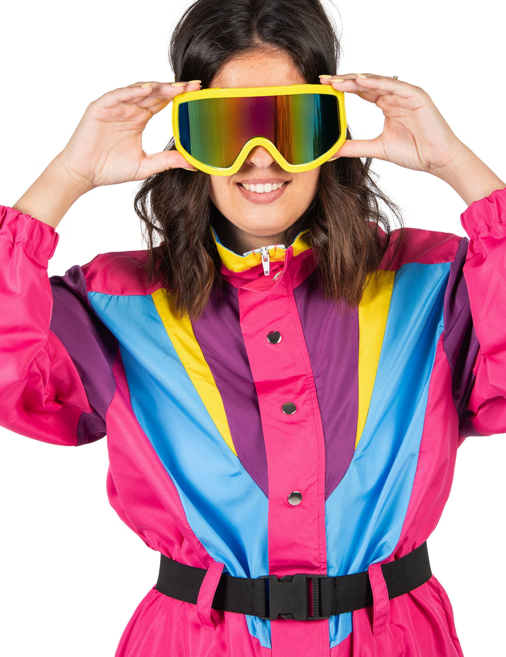 Gros plan sur les lunettes de ski pour adulte jaune fluo