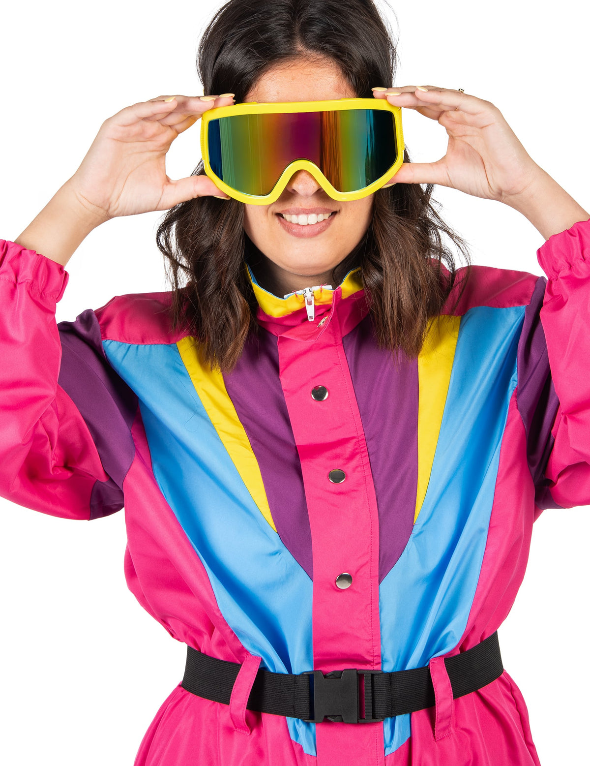 Gros plan sur les lunettes de ski pour adulte jaune fluo