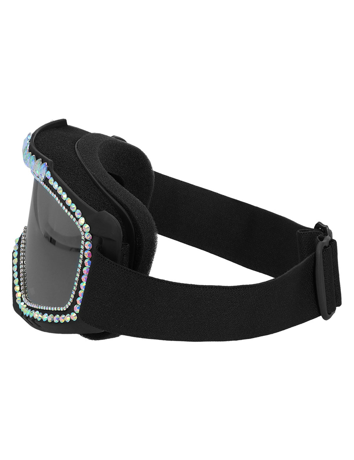 Vue de profil des lunettes de ski avec strass pour adulte