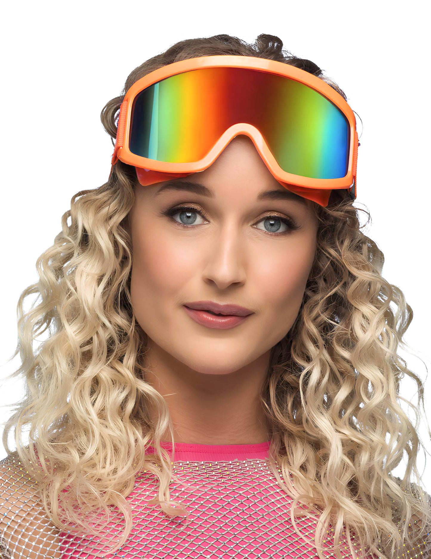 Dospelé neónové oranžové lyžiarske okuliare