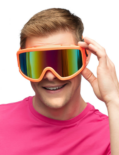 Dospelé neónové oranžové lyžiarske okuliare