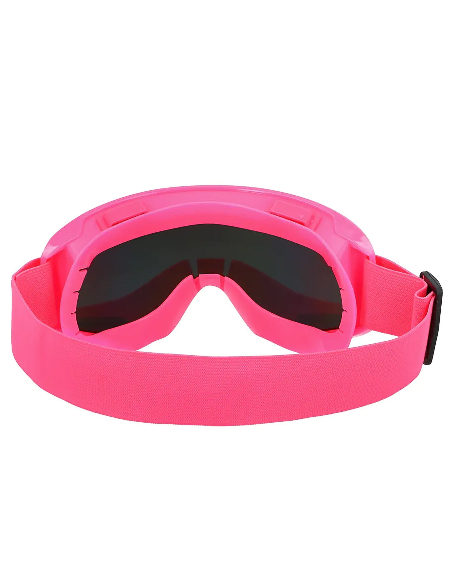 Vue arrière des lunettes de ski rose fluo pour adultes