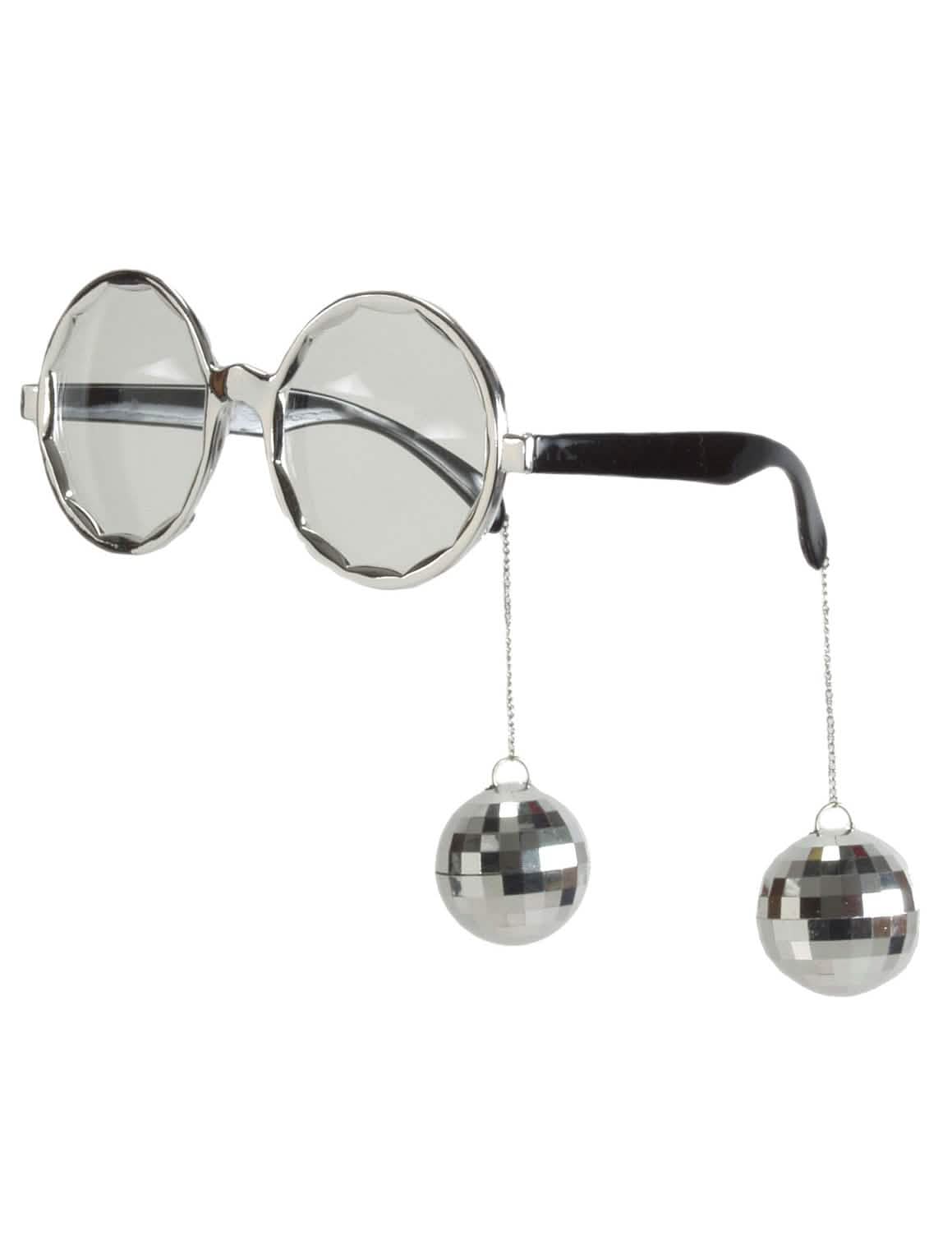 brýle disco pro dospělý stříbrná s koulemi s facety