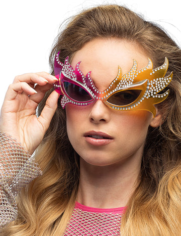 Lunettes flammes à strass adulte