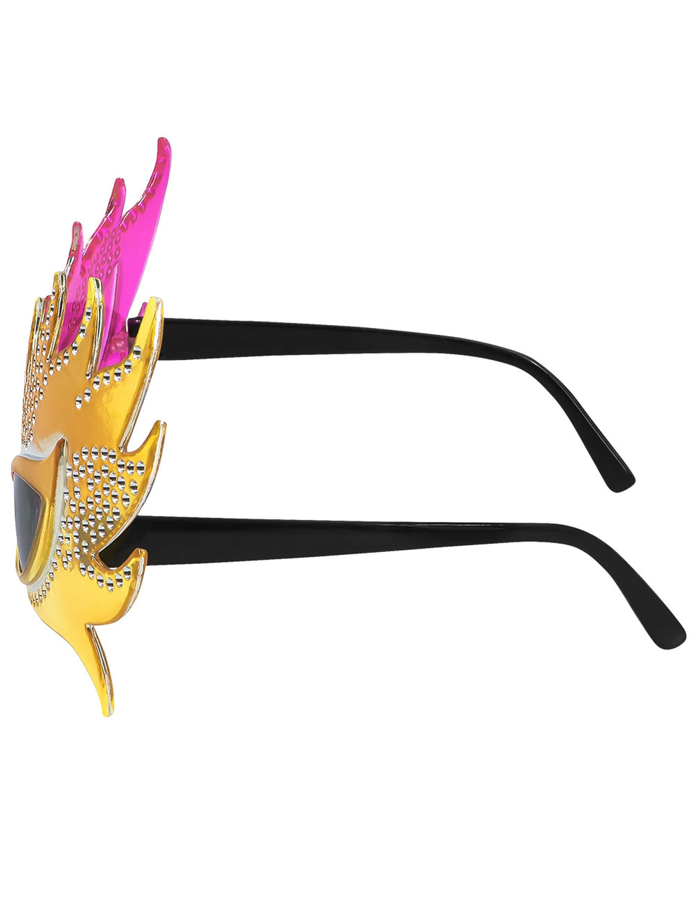 Vue de profil des lunettes flammes à strass