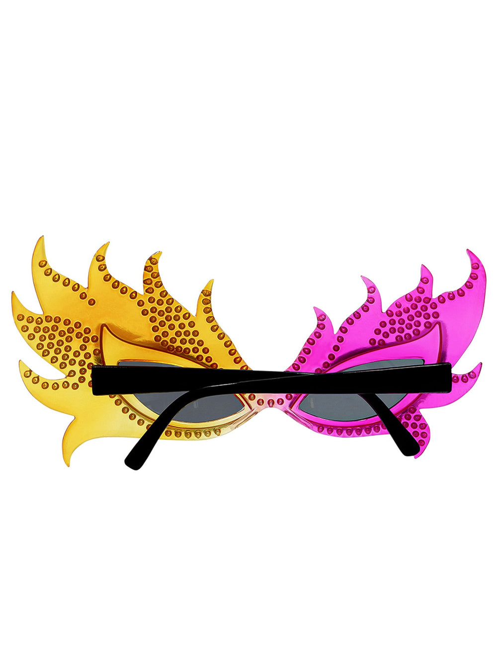 Vue de dos des lunettes flammes à strass