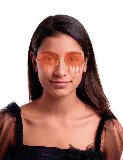 Vue de face portée des lunettes gouttes de sang pour adulte