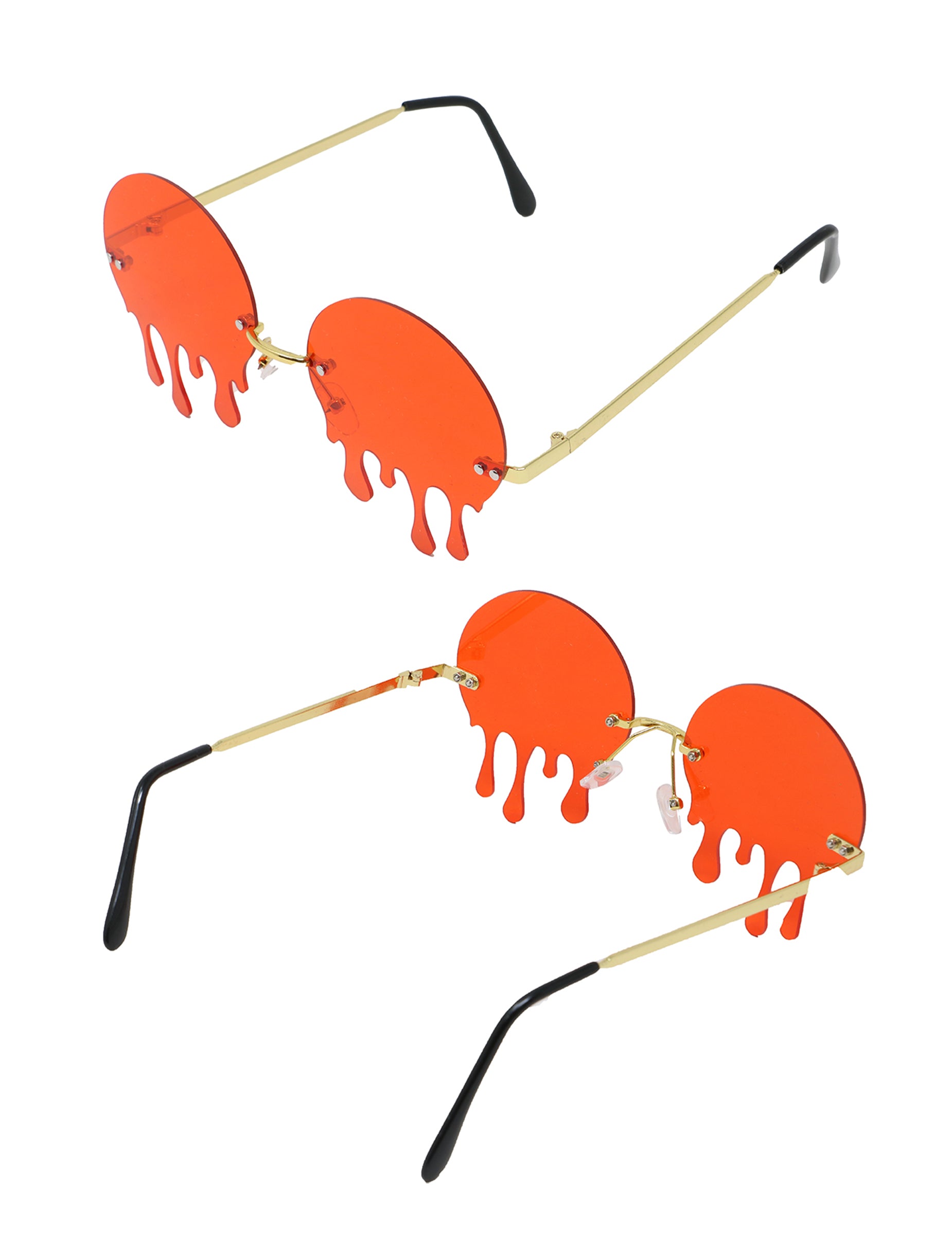 Vues sous plusieurs angles des lunettes gouttes de sang pour adulte