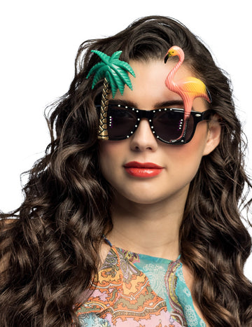 Havajské brýle pro dospělé s palmou a plameňákem