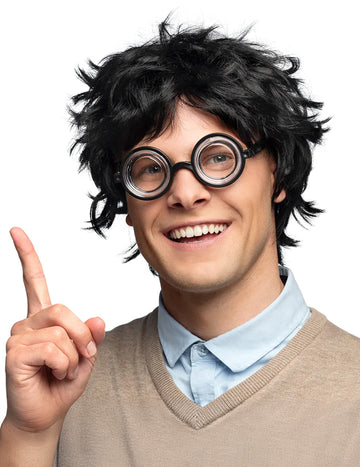 Černé brýle s efektem sklenice pro dospělé s tlustými skly