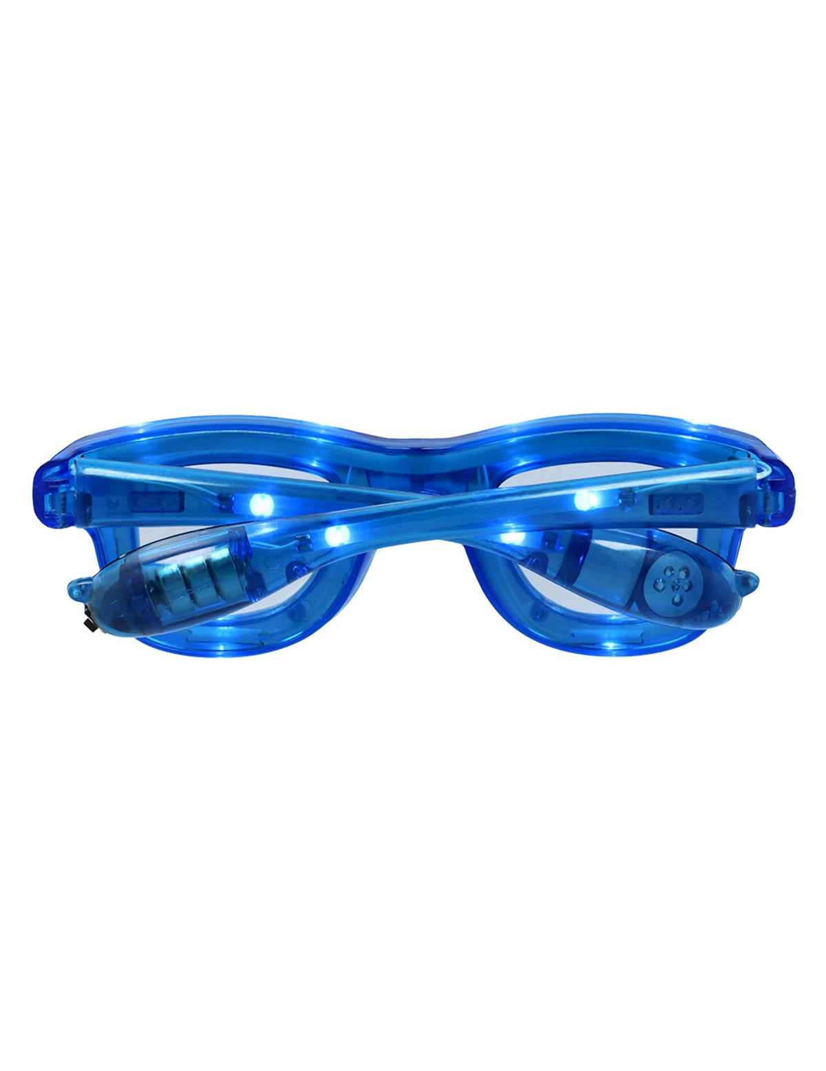 Vue de l'arrière des lunettes lumineuses à LED pour adulte bleues