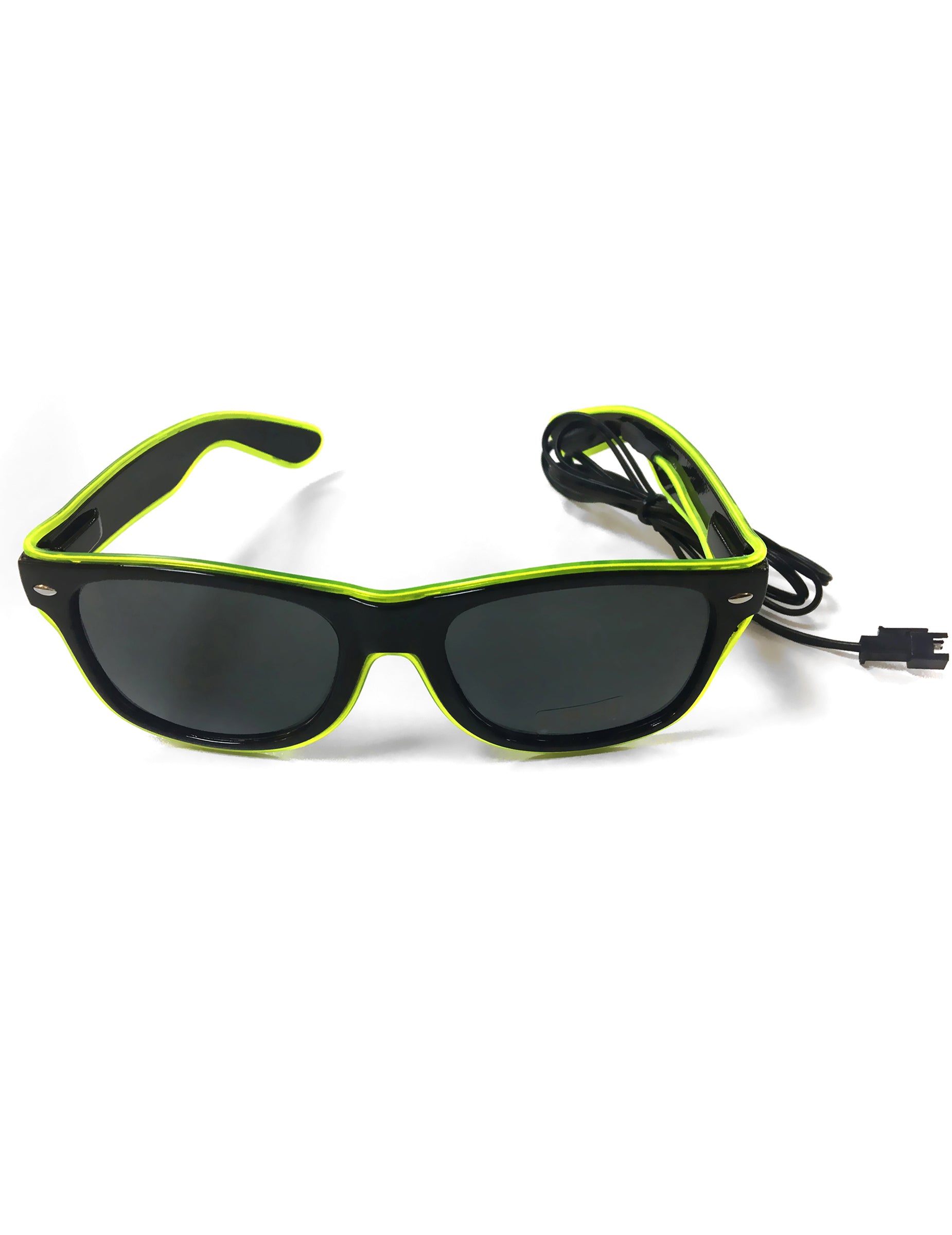Détail du câble d'alimentation des lunettes néon pour adulte