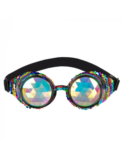 Lunettes party arc-en-ciel pour adulte multicolores à paillettes kaléidoscopiques