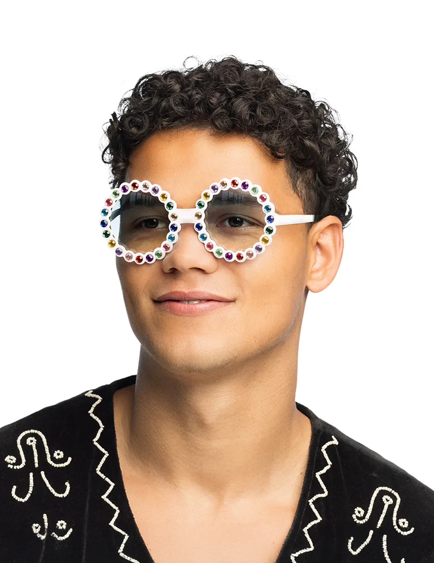 Kulaté brýle s vícebarevnými kamínky 