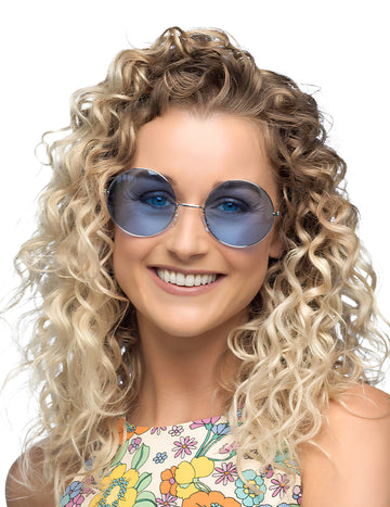 Obří kulaté modré hippie brýle