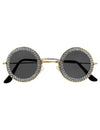 Lunettes rondes à strass pour adulte noires et dorées
