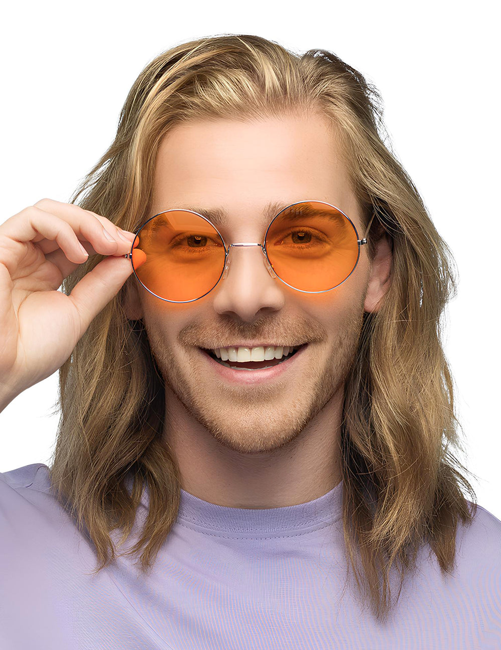Lunettes rondes géantes hippies pour adulte oranges