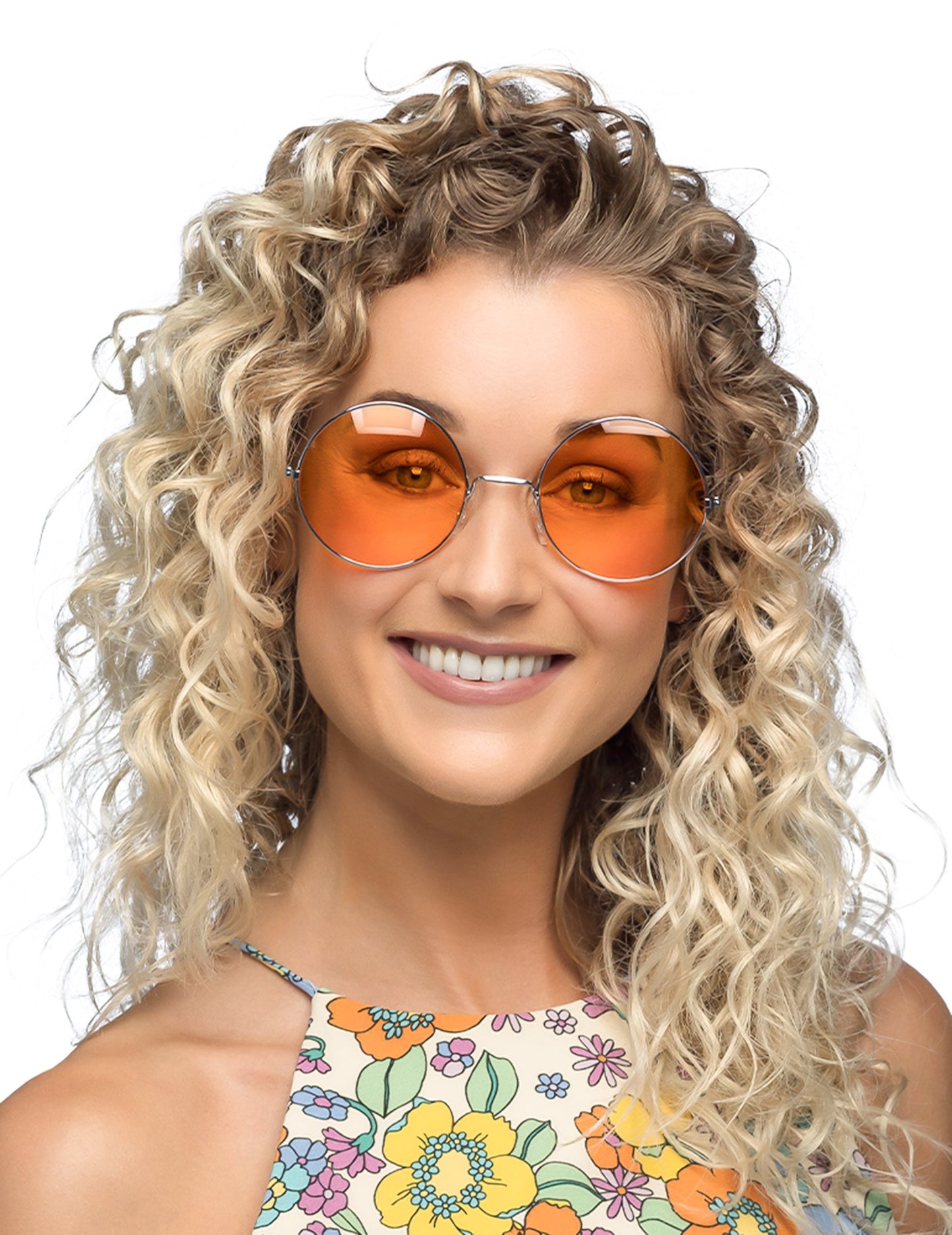 Obří kulaté oranžové hippie brýle