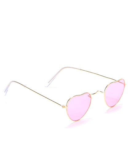 Lunettes coeur pour adulte roses avec monture métal dorée