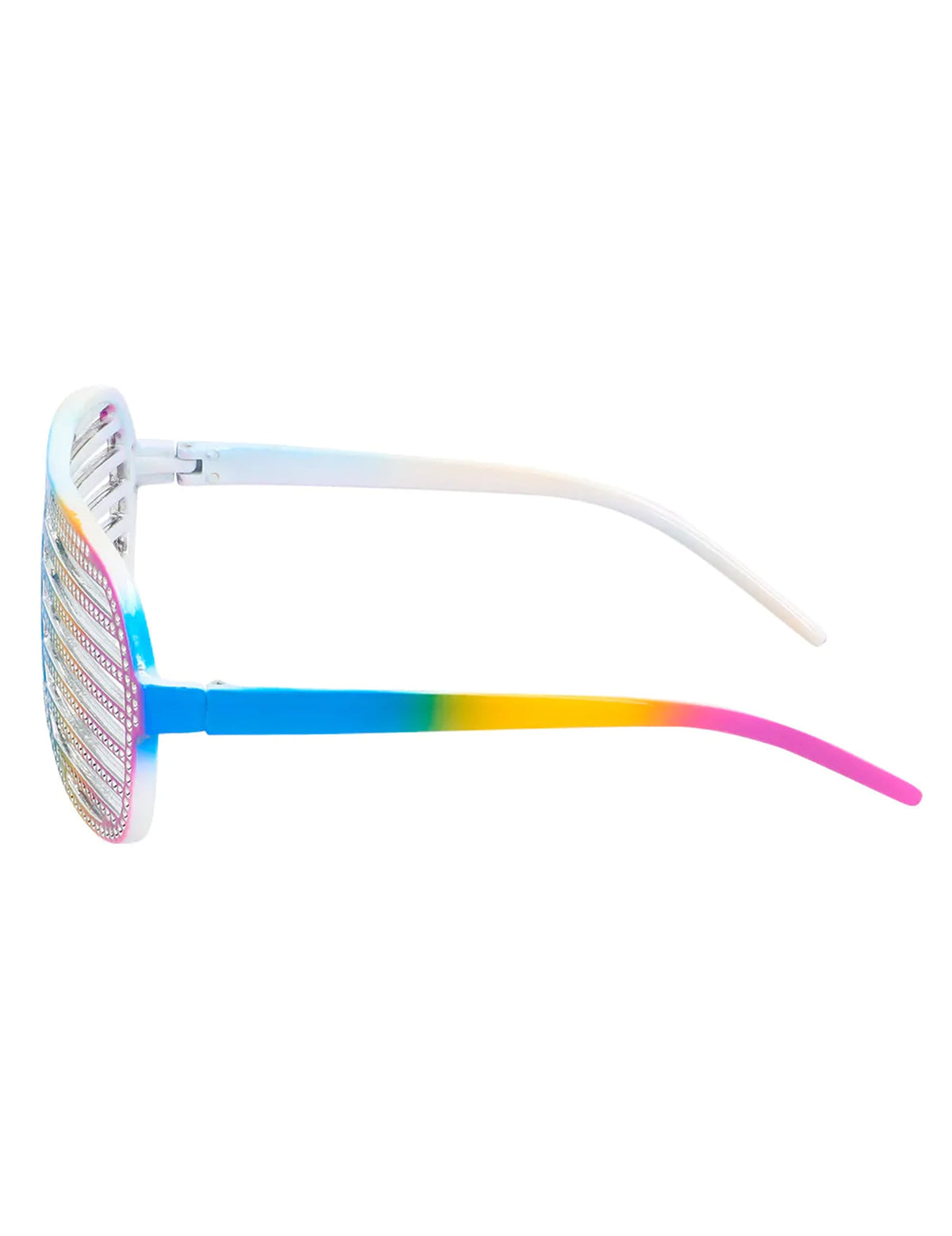 Vue de côté des lunettes striées arc-en-ciel pour adulte