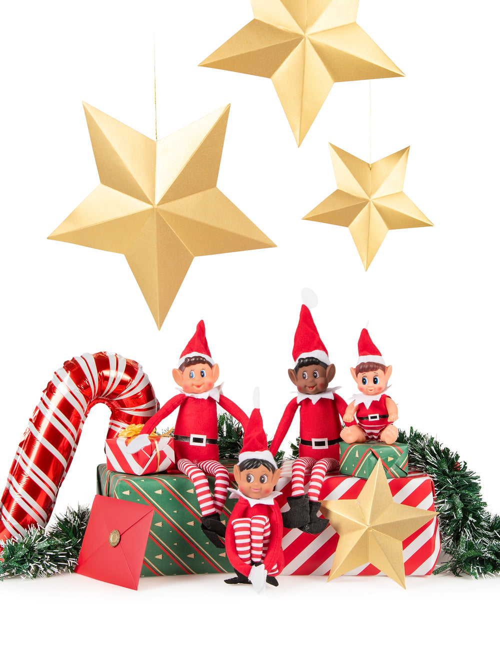Mise en scène festive avec décorations de Noël du Lutin farceur Clochette