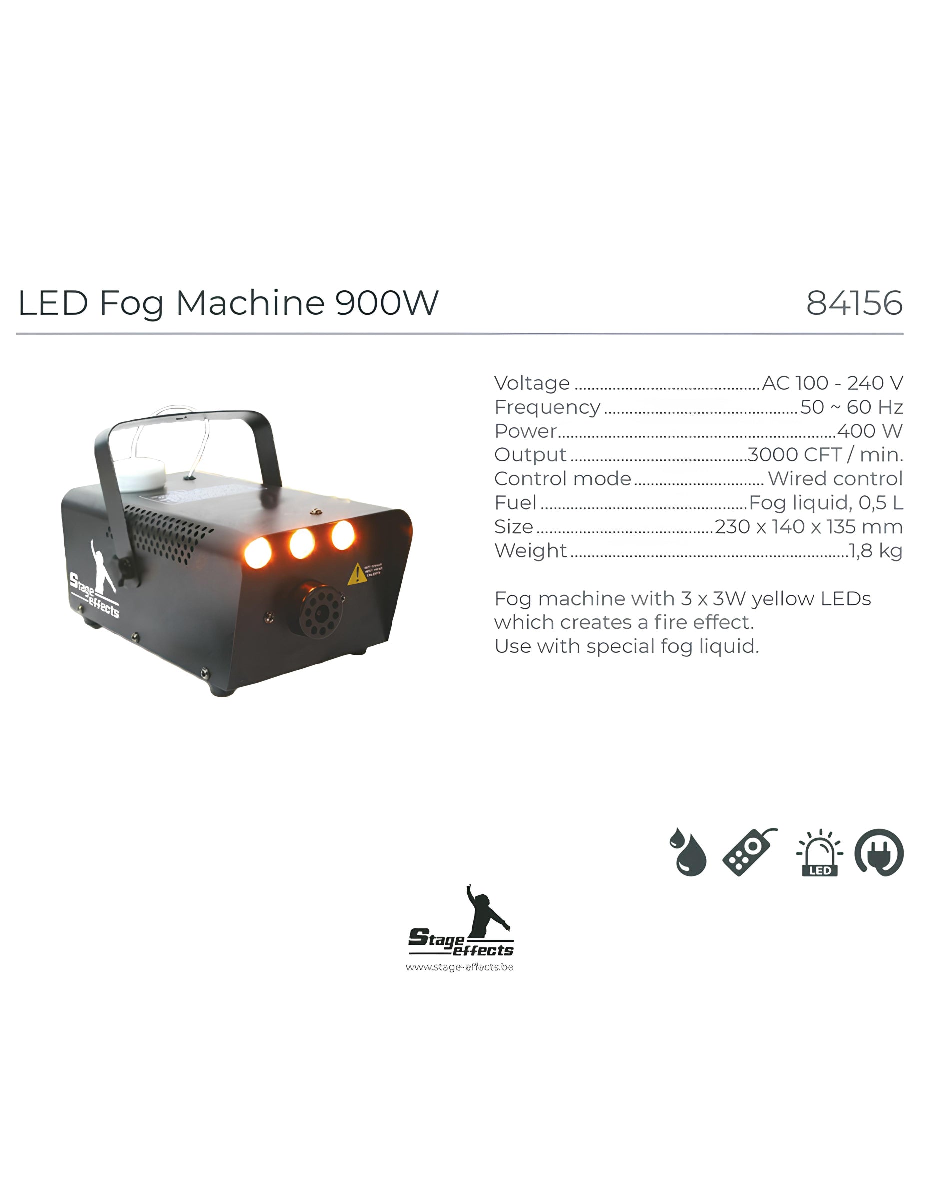 Fiche technique de la machine à fumée 700W pour fête