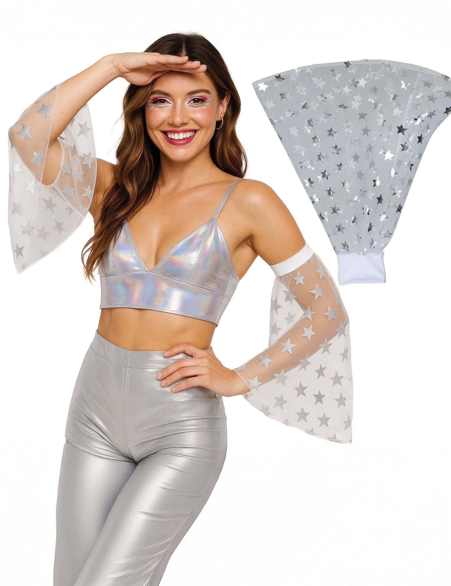 Disco manžety se stříbrnými hvězdami 