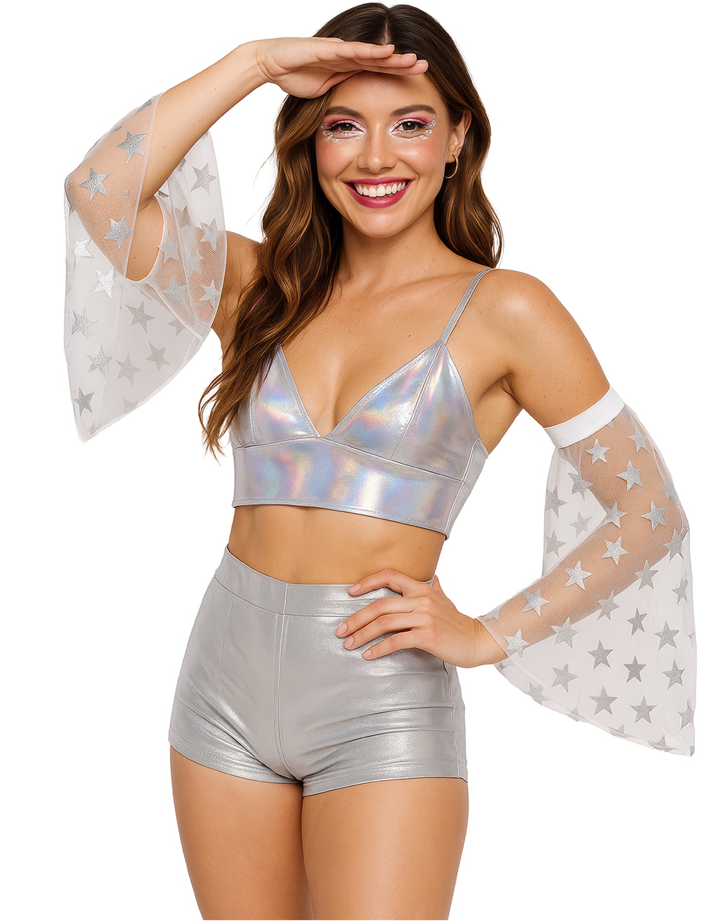 Disco manžety se stříbrnými hvězdami 