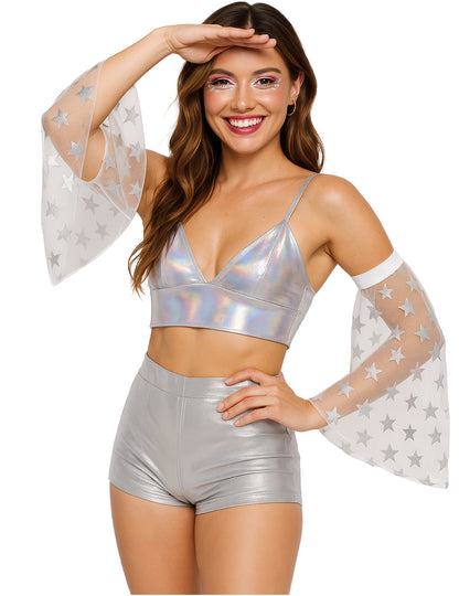 Disco manžety se stříbrnými hvězdami 