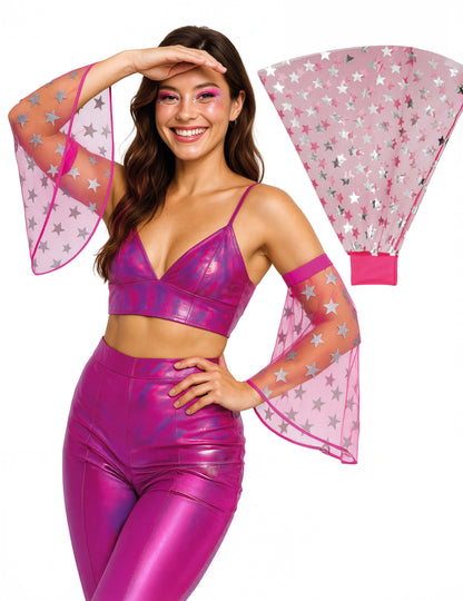 Disco manžety s růžovými hvězdami 