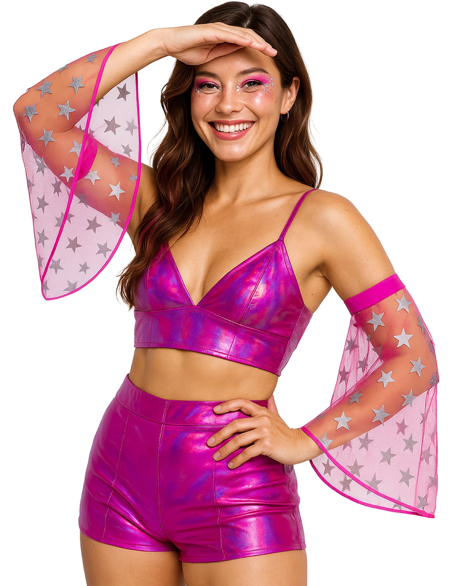 Disco manžety s růžovými hvězdami 