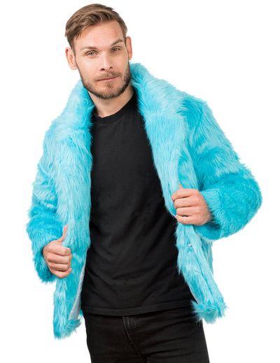 Manteau en fausse fourrure bleue adulte