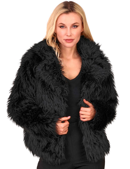 Dospělý černý kabát z umělé kožešiny