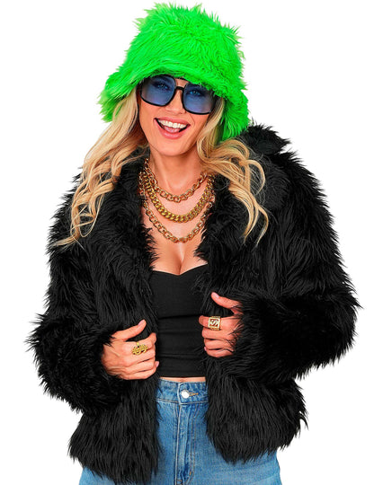 Dospělý černý kabát z umělé kožešiny