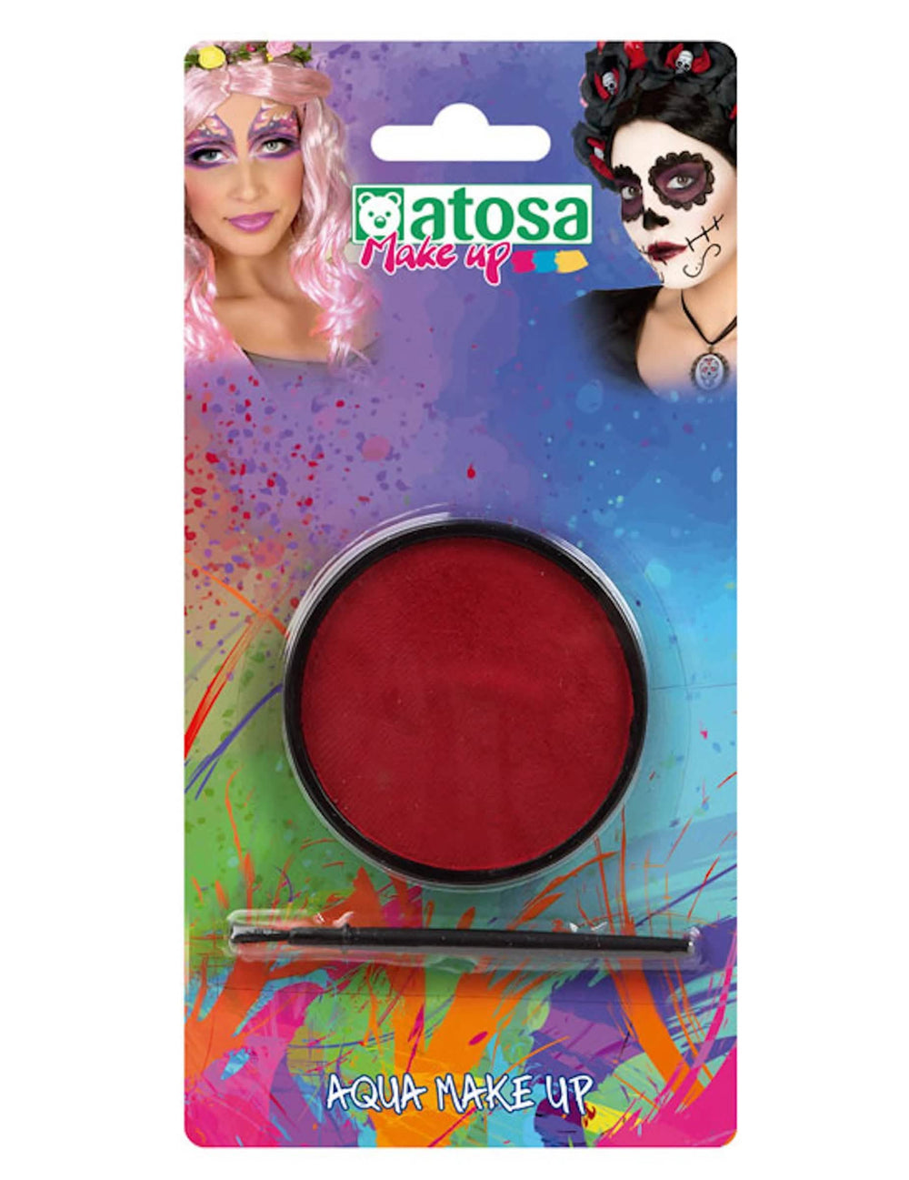 Make-up na vodní bázi pro dospělý červená s štětcem