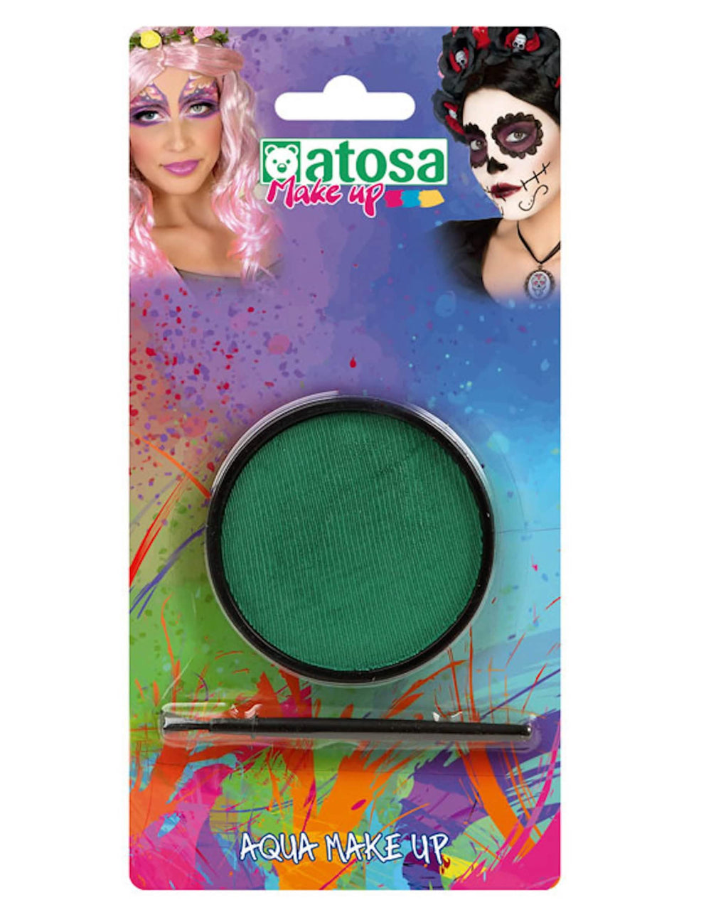 Make-up na vodní bázi zelená duhová s třpytkami